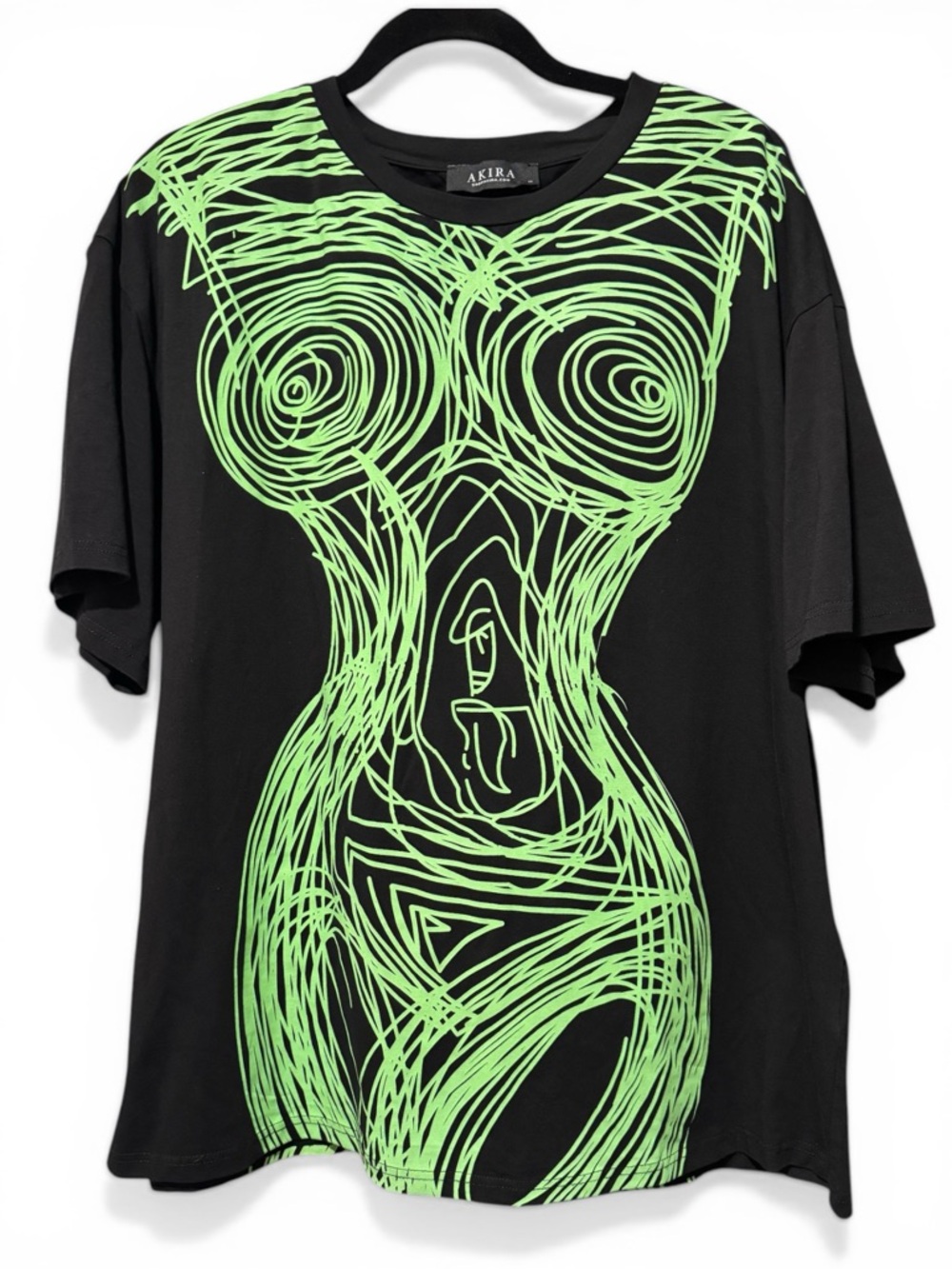 AKIRA- Black & Neon Green Graphic Tee - Picture 6 of 10